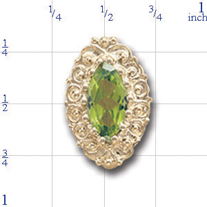 A1609 14K MARQUISE PERIDOT FILIGREE SLIDE 